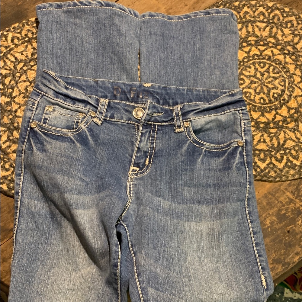 Y2K D-Fuz Rhinestone Embellished Classic Blue Boot Cut Women's Jeans size 7/8 - Picture 11 of 11